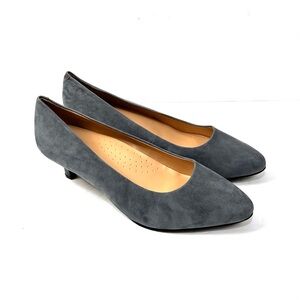 Trotters Kiera Gray Suede Kitten Heel Sz‎ 12WW